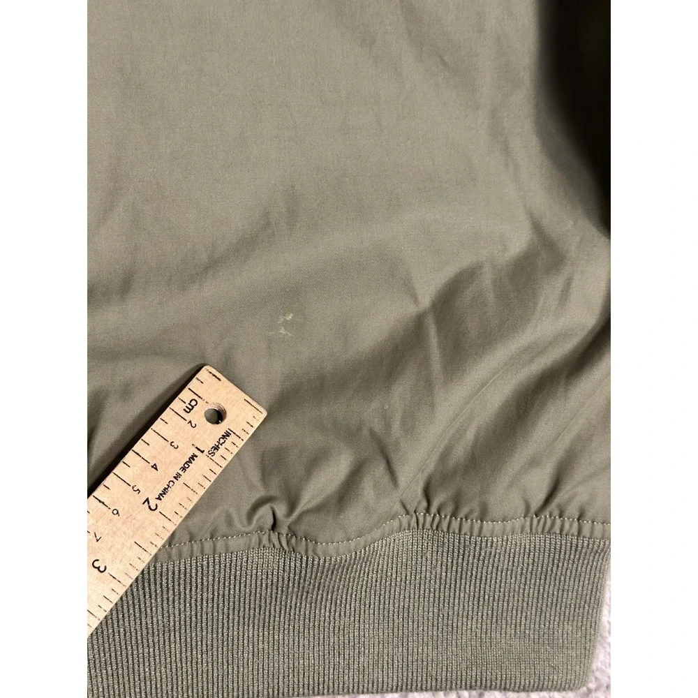 J Crew Jacket Mens Large Green Military Style Bomber Flight Cotton Poplin Zip